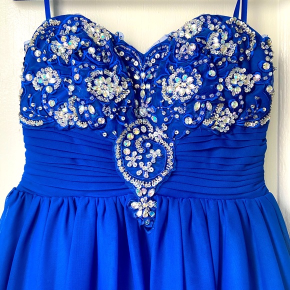 Blue strapless party dress - Picture 3 of 4